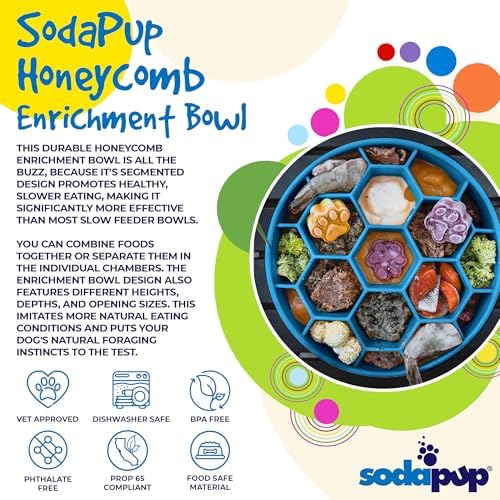 SodaPup Honeycomb Enrichment Bowl – Durable Enrichment Feeder Made in USA from Non-Toxic, Pet-Safe, Food Safe Material for Mental Stimulation, Slowing Down Eating, Healthy Digestion, & More - Image 3