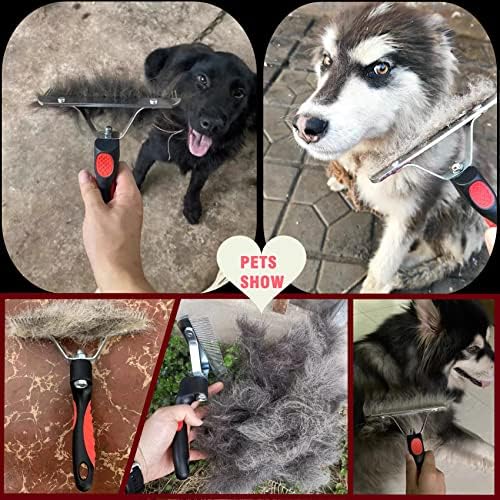 Undercoat Rake for Dogs,Long-haired Pet Grooming Shedding Brush with Handle - Image 2