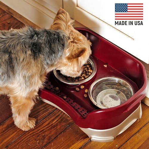 Neater Pet Brands Neater Feeder Deluxe Mess Proof Dog Bowls Elevated for Small Dogs Under 19 lbs, Made in USA, No Spill Raised Dog Food Bowl Stand Feeding Station, Food and Water Bowl Set, Cranberry - Image 4
