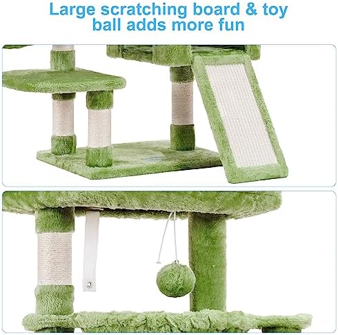Hey-brother Cat Tree Tower with Large Bed, Hammocks, Scratcher, MPJ006SGR - Image 6