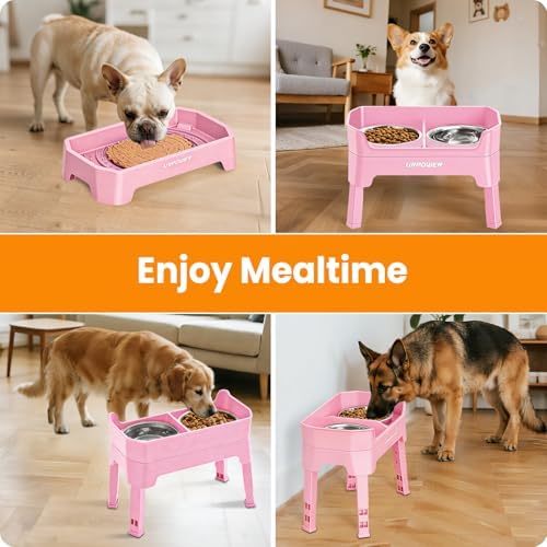URPOWER Elevated Dog Bowls, 3-in-1 Double Deck Raised Dog Bowl Stand - Image 7