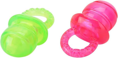 Puppy Pacifier for Small Dogs, 2 PCS Dog Pacifier, Pet Puppy Molar Chewing Training Toys Bite Resistant Rubber Clean Teeth Tools (Red Green) (2)