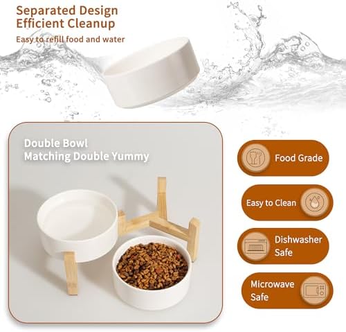 Elevated Ceramic Dog Bowl, 2 Cups Dog Food and Water Bowl Set with Stand - Image 5