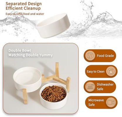 Elevated Ceramic Dog Bowl, 2 Cups Dog Food and Water Bowl Set with Stand - Image 5