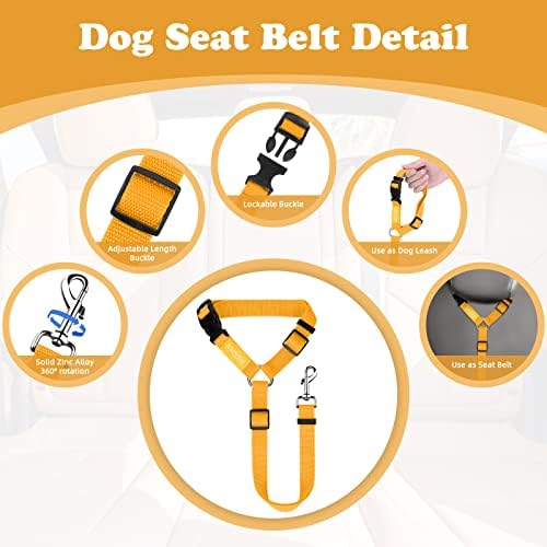 BWOGUE 2 Pack Dog Seat Belt for Car, Nylon Headrest Restraint, Yellow - Image 3