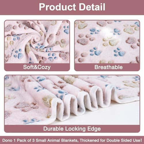 Dono 1 Pack 3 Dog Blankets for Small Dogs, Soft Fluffy Paw Print Pattern Fleece Pet Blanket Warm Sleep Mat, Puppy Kitten Blanket Doggy Mat for Dog Cat Kitten Doggy -23*16in (L(41*31"), Brown Bone) - Image 5
