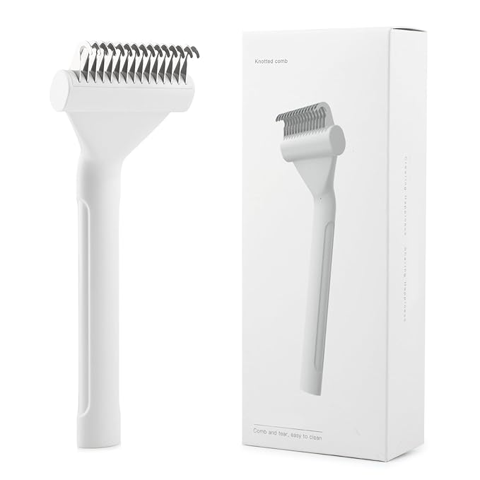 Cat Brush, Pet Hair Removal Tool, Lightweight Deshedding Dog Brush,Cat Brushes for Indoor Cats,Dematting Comb for Dogs Cats,Remove Loose Hair,Pet Grooming Undercoat Rake(White)