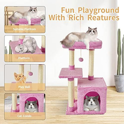 Cute Cat Tree Kitten Cat Tower Condo Cat Furniture Sisal Scratching Posts P - Image 3
