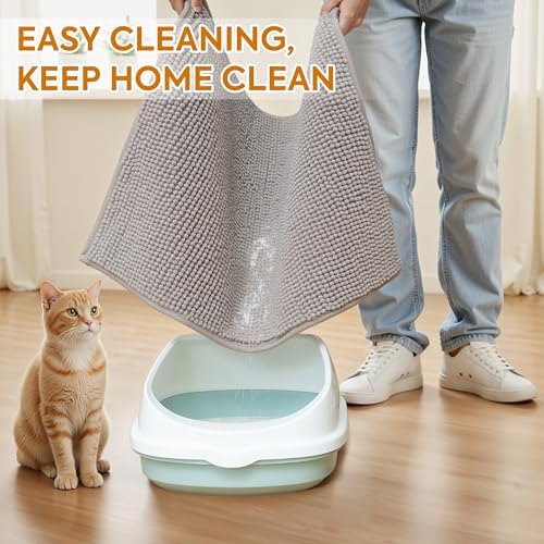 Pieviev Soft Chenille Cat Litter Box Mat, Ultra Absorbent, 48'' x 36'' - Image 4