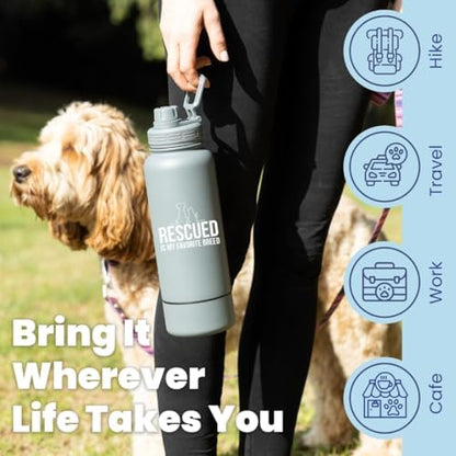 Rubyloo Dog Water Bottle w/Detachable Bowl for Dog Lovers, Favorite Rescue - Image 3