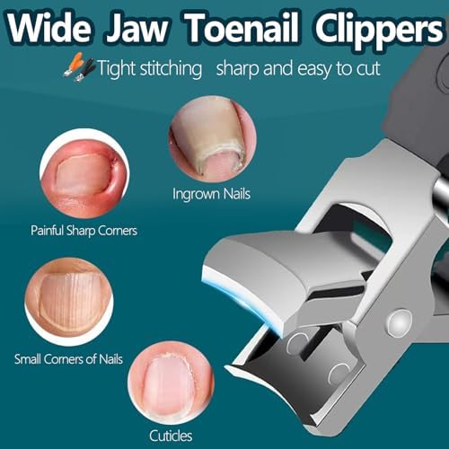 Generic 2PCS Wide Jaw Opening Anti-Splash Slanted Nail Clipper, Curved Toenail Clippers for Thick Toenails, Ingrown Nail Clippers, Black+Orange - Image 4