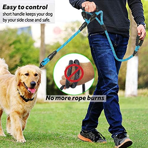 JSXD Heavy Duty Double Handle Dog Leash - 5 FT, Padded & Reflective, Rope for Small to Large Dogs (Blue) - Image 3