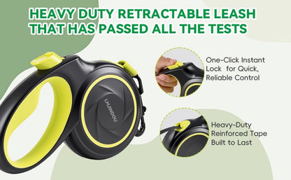 96.85ft Automatic Retractable Dog Leash, Flexi Leash Heavy Duty Anti-Tangle Reflective Nylon Tape, One-Click Brake Lock, Ergonomic Handle, 360° Swivel Hook for Medium to Large Dogs - Image 5