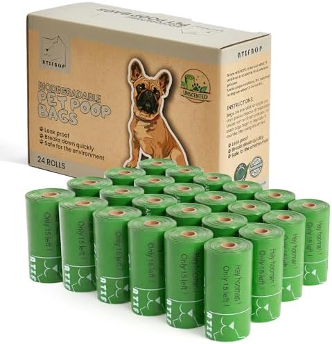 ATIFBOP Biodegradable Dog Poop Bags 360 Count, 24 Rolls Unscented by ATIFBOP