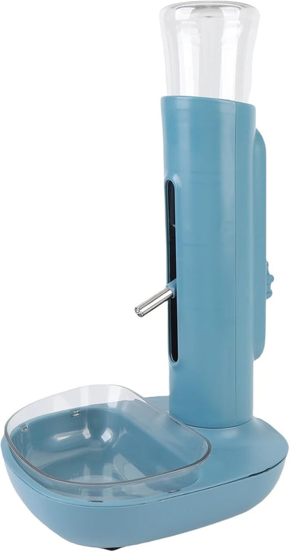 Pet Standing Water Dispenser Cat Dog Standing Bowl with Detachable Pole Automatically Feeding Water Height Adjustable for Cage, Crate (Blue)