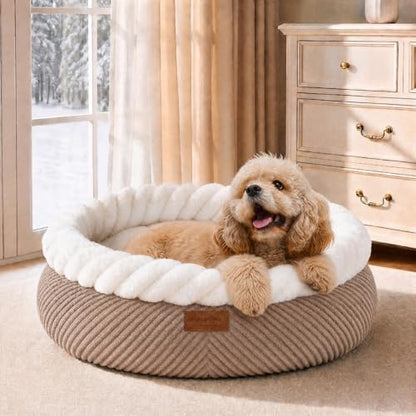FUKUMARU Cute Cat Bed, 25in Large Round Cat Beds for Indoor Cats, Washable by FUKUMARU