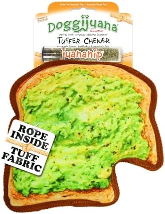Doggijuana Tuffer Chewer Dog Toy, Avocado Toast | Plush, Squeaky by Doggijuana