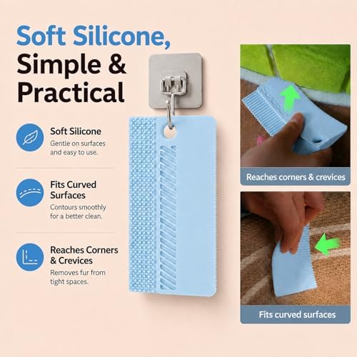 Self-Cleaning Cat Brush for Shedding and Pet Hair Remover Set, Blue - Image 6