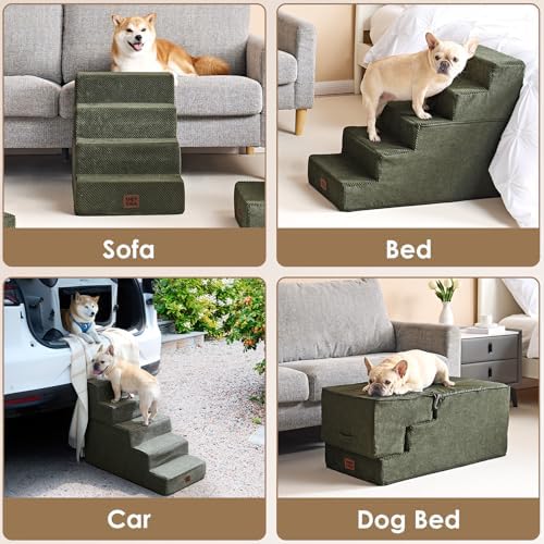 EHEYCIGA Dog Stairs for Bed 22.5" H, 5-Step Extra Wide Dog Steps - Image 7