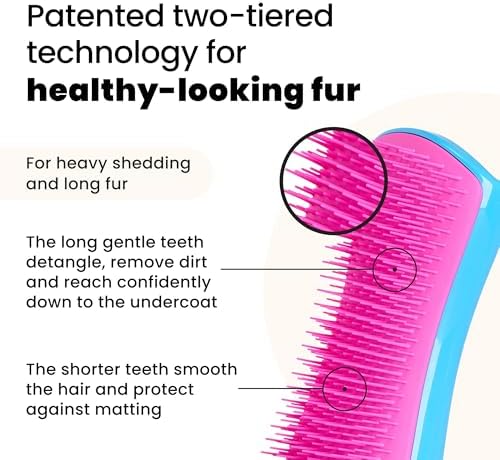 Pet Teezer De-Shedding Dog Brush for Long Hair Breeds, Large, Blue & Pink - Image 2