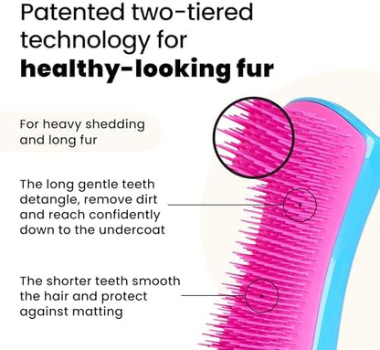 Pet Teezer De-Shedding Dog Brush for Long Hair Breeds, Large, Blue & Pink - Image 2