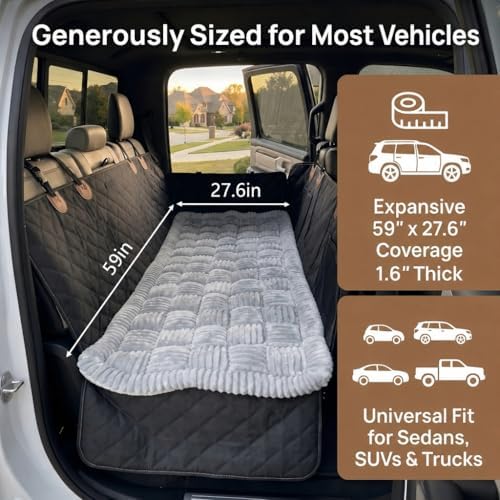 RYNVALE 59"x 27.6" Thickened Dog Bed Mat for Car Back Seat with Laundry Bag - Image 4