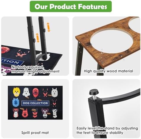 Elevated Dog Bowls for Large Dogs with Slow Feeder & Mat, 4 Height Adjustable & 101oz Bowls, Tall Raised Dog Bowl Stand - Image 5
