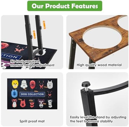 Elevated Dog Bowls for Large Dogs with Slow Feeder & Mat, 4 Height Adjustable & 101oz Bowls, Tall Raised Dog Bowl Stand - Image 5