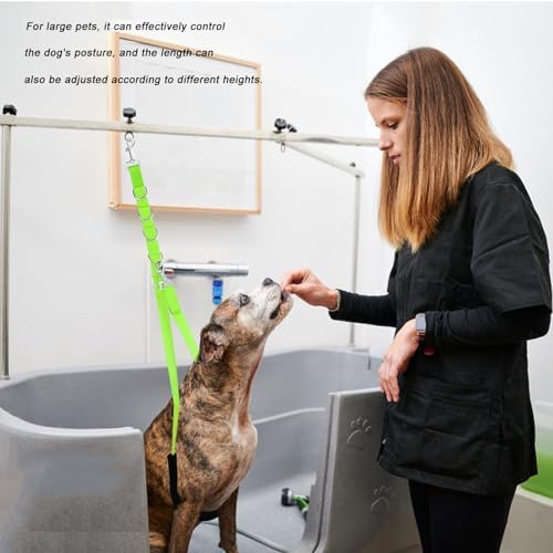 Dog Grooming Belly Strap Dogs Grooming Table Arm Extender Loop with D-Rings Adjustable Bathing Restraint Leash No Sit Haunch Holder for Small & Medium Dog Cat Hair Cutting Washing (Green) - Image 7