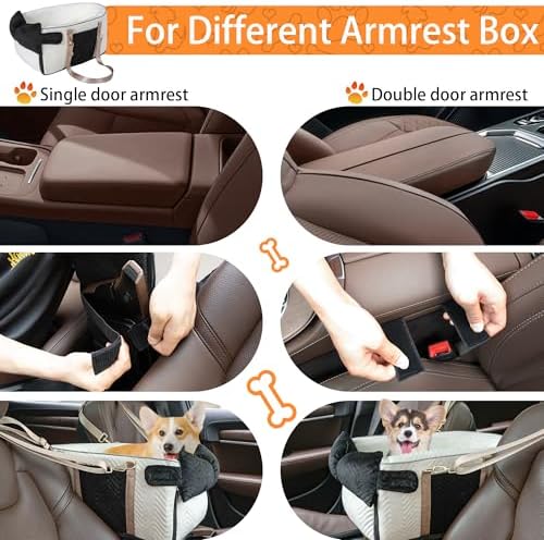 Dog Car Seat for Small Dogs Adjustable Portable Center Console Dog Car Seat Removable Cat Booster Cars Seats - Safety Belt with Cushion Anti-Collapse for Puppy Kitten Up to 15 Lb - Image 4