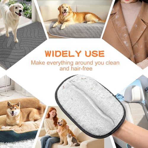 Pet Hair Removal Glove for Cats & Dogs 2PCS, Reusable and Washable Pet Hair Remover Tool for Clothing, Couch, Carpet, Car Seat - Image 2
