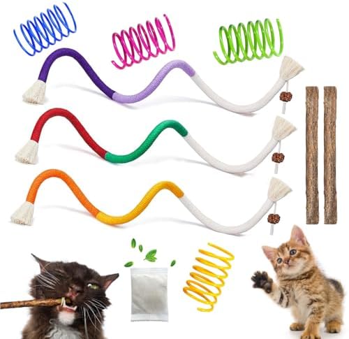 Cat Toys Chew Ropes, Silvervine Sticks Catnip Rope Toys with Refillable Natural Catnip for Cats Dental Care, Safe Teeth Cleaning Toy for Indoor Cat Kitty Kicker Toy Interactive Catnip Kitty Toys by itPlus