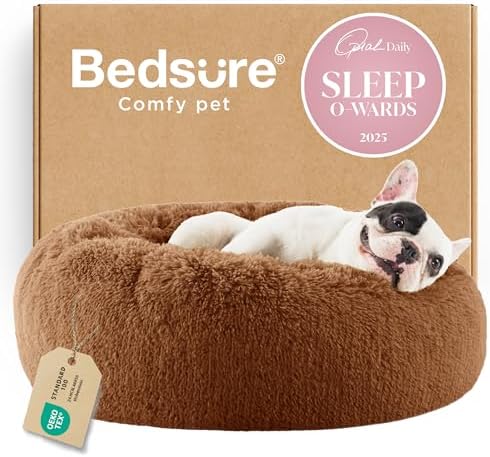Bedsure Calming Small Dog Bed Donut Washable Cat＆Puppy Bed,23 inches Copper by BEDSURE
