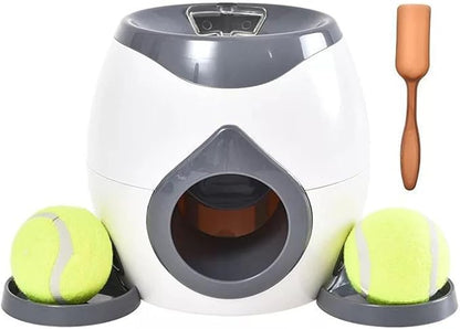Feedless Training Device with 2 Tennis Balls, Automatic Pitching Snack Reward Machine, Small and Medium-Sized Dog Puzzle Toys, Indoor and Outdoor Dual-Purpose Ball Thrower