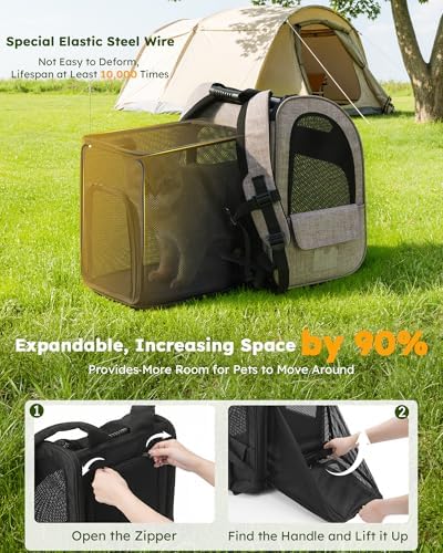 pecute Cat Backpack Expandable, Cat Backpack for Cat with Breathable Window - Image 3