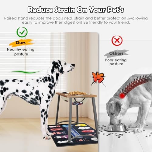 Elevated Dog Bowls for Large Dogs with Slow Feeder & Mat, 101oz Bowls, Tall Raised Dog Bowl Stand - Image 3