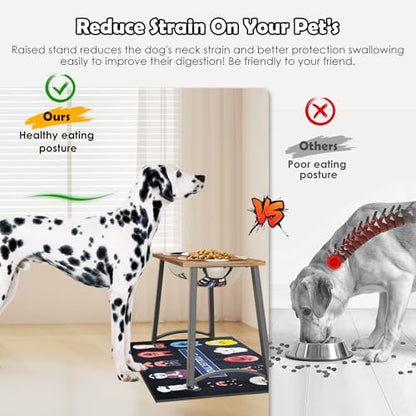 Elevated Dog Bowls for Large Dogs with Slow Feeder & Mat, 101oz Bowls, Tall Raised Dog Bowl Stand - Image 3