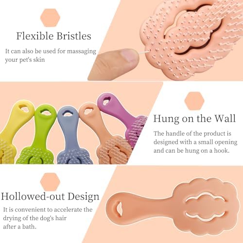 Cloud-Shaped Soft Bristle Small Dog Brush, Puppy Essentials (Pink) - Image 3