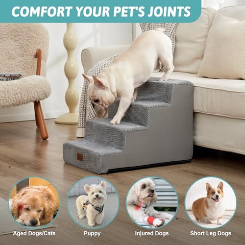 COZY KISS Dog Stairs for Small Dogs, 4 Step Pet Stairs for Beds & Couches - Image 2