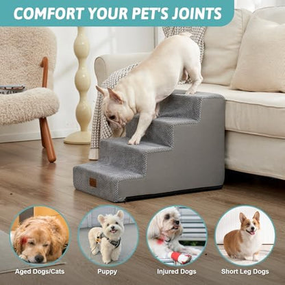COZY KISS Dog Stairs for Small Dogs, 4 Step Pet Stairs for Beds & Couches - Image 2