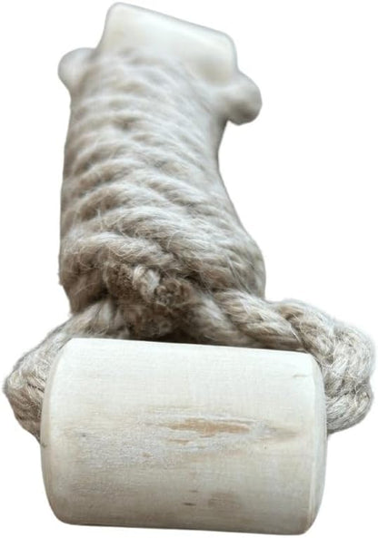 Coffee Wood Dog Toy - Eco-Friendly Durable Hemp Rope for Chewing & Tugging, Non-Toxic Natural Wood Dog Toy for Indoor & Outdoor Play, Medium Dogs, Pack of 1