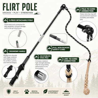 Flirt Pole for Dogs,Heavy Duty Interactive Chase & Rope Tug Toy - Image 6