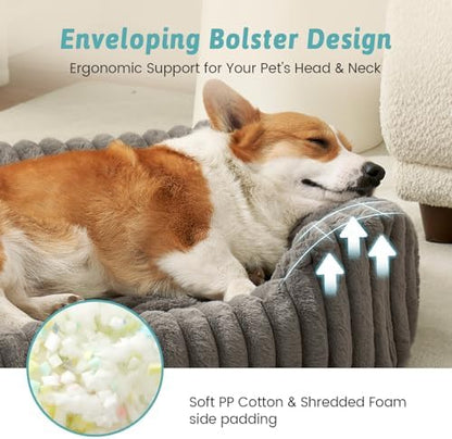 COZY KISS Orthopedic Pet Bed for Small Dogs & Cats - Washable Rectangle Pet Bed with Anti-Slip Bottom, Soft Calming Cat & Puppy Bed for Indoor Pets (30"x23"x7", Grey) - Image 5