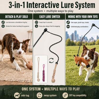 Flirt Pole for Dogs,Heavy Duty Interactive Chase & Rope Tug Toy - Image 5