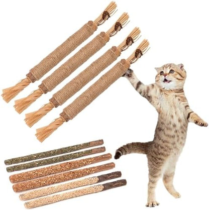 FOIMAS Silvervine Sticks Cat Toys,10pcs Cat Chew Stick Catnip Chew Toy Interactive Cat Toy for Cat Kitten Teeth Cleaning Treat Toys Indoor Outdoor by FOIMAS
