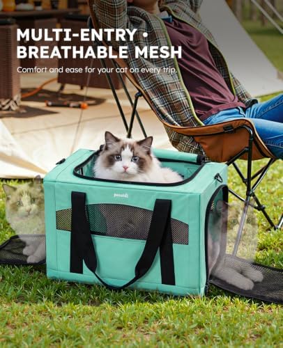Pecute Cat Carrier Stable, Pet Carrier with Privacy Partition,Light Green - Image 5