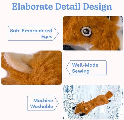 SHARLOVY Dog Squeaky Toys No Stuffing 3 Pack, Plush Crinkle Dog Toys for Large Breed, Durable Doggie Chew Cute Animals Puppy Toy for Teething - Image 4