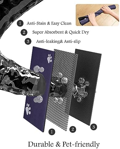 Pet Feeding Mat-Absorbent Dog Mat for Food and Water Bowl-No Stains Quick Dry Water Dispenser Mat-Dog Accessories Pet Supplies-Bowl for Messy Drinkers（Navy,16"x24" - Image 6