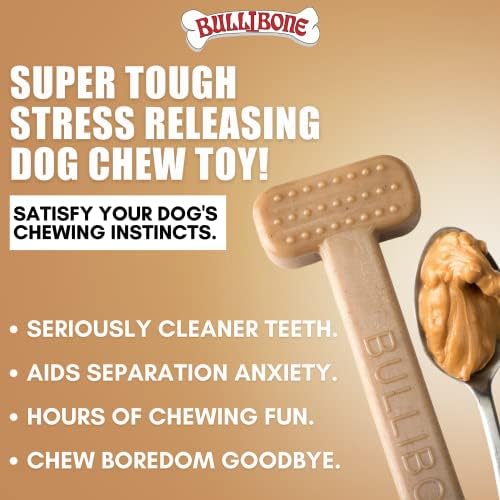 Bullibone Nylon Dog Chew Toy for Aggressive Chewers - Dental Hygiene Bone with Peanut Butter Flavor, Durable Tough Chew Toys for Extra Large Dogs, Indestructible Dog Bone - Single - Image 2