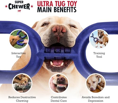 SuperChewer Tough Tug Pull Toy | Lifetime Replacement | Strong Natural Rubber | Interactive Tug-of-War Toy for Dogs | Ultra Durable Chew Toys for Aggressive Chewers | For Medium & Large Breeds - Image 2